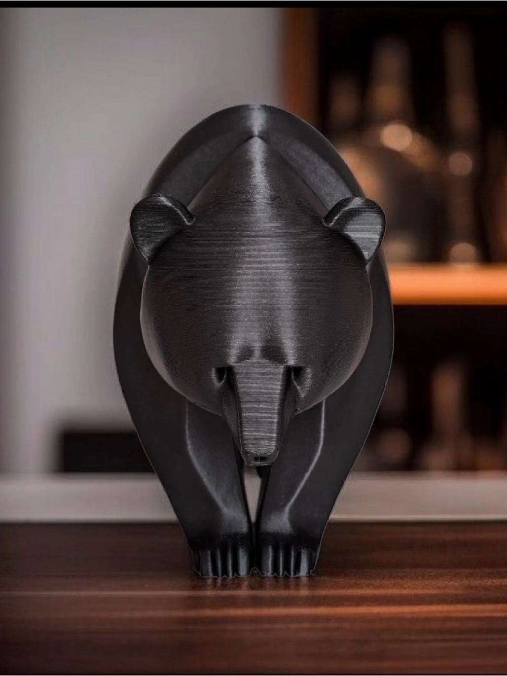 Black Decorative Bear Sculpture - Modern Home Art